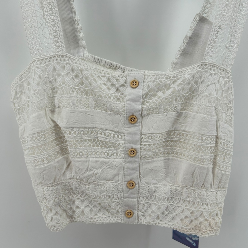 Goa Beachwear by Japna White Lace Crochet Crop Top XL NWT Boho Festival Coastal - Picture 3 of 12